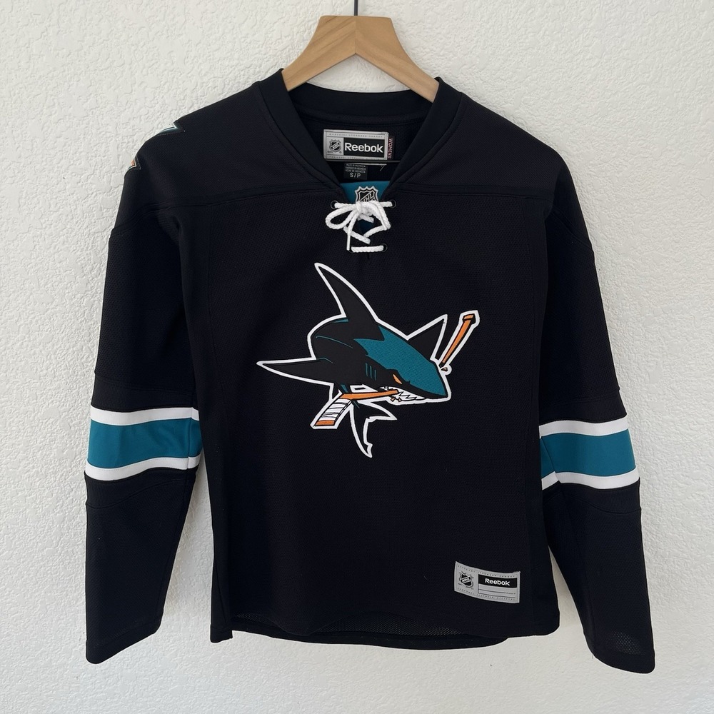 San Jose Sharks Reebok NHL Jersey Womens S Black Armor Alternate Hockey Lace Up